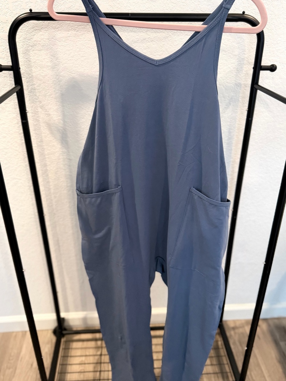 Harem Sleeveless Jumpsuit with Pockets-Stone Blue